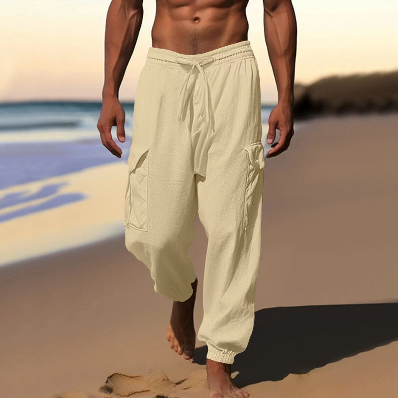 Men's Casual Cargo Pants with Adjustable Waistband and Practical Side Pockets Lisslune