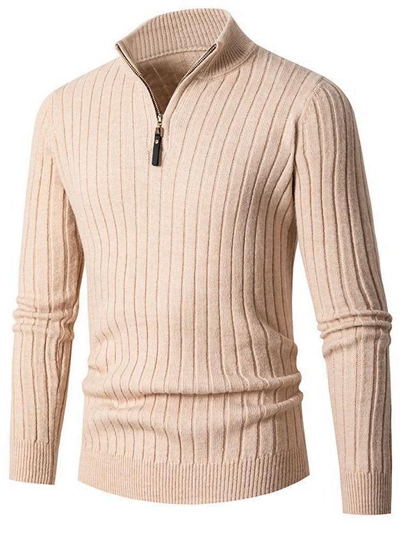 Men's pullover with stand-up collar and textured rib design Lisslune