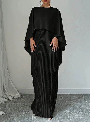 Women’s maxi dress with pleated skirt and flowing cape Lisslune