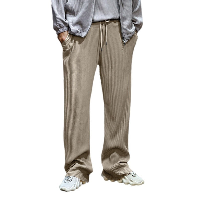 Men's sporty ribbed training pants with adjustable waistband and side pockets Lisslune