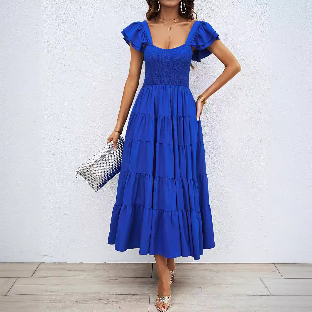 Ladies maxi dress with voluminous ruffle details and swinging skirt Lisslune