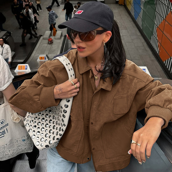 Women's oversized blazer jacket with a casual cut made of soft material