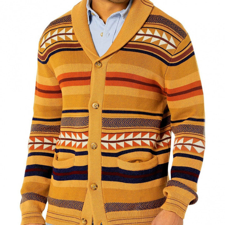 Men's cardigan with geometric pattern and practical pockets Lisslune