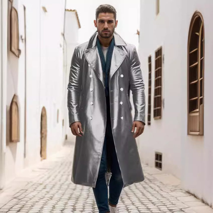 Men Elegant and Timeless Trench Coat with Double Button Placket Lisslune
