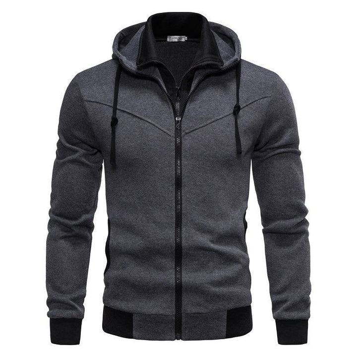 Men's Sporty Hoodie with Functional Zipper and Textured Design Lisslune