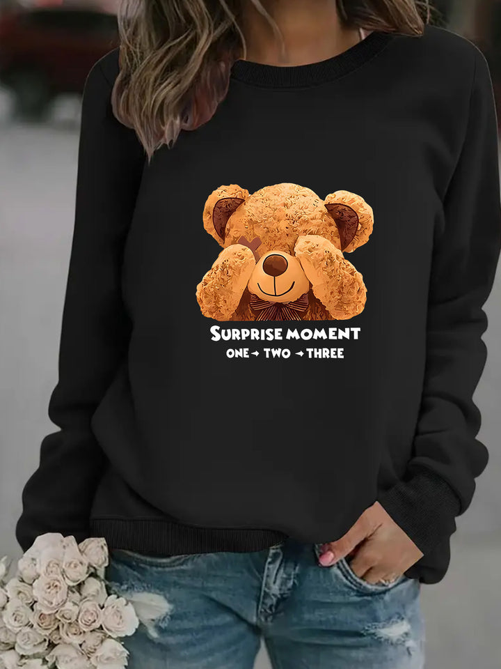 Women's sweatshirt with cute bear design and modern lettering Lisslune