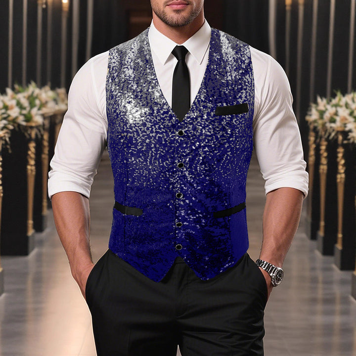 Men's Glamorous Sequin Vest with Modern Cut Lisslune
