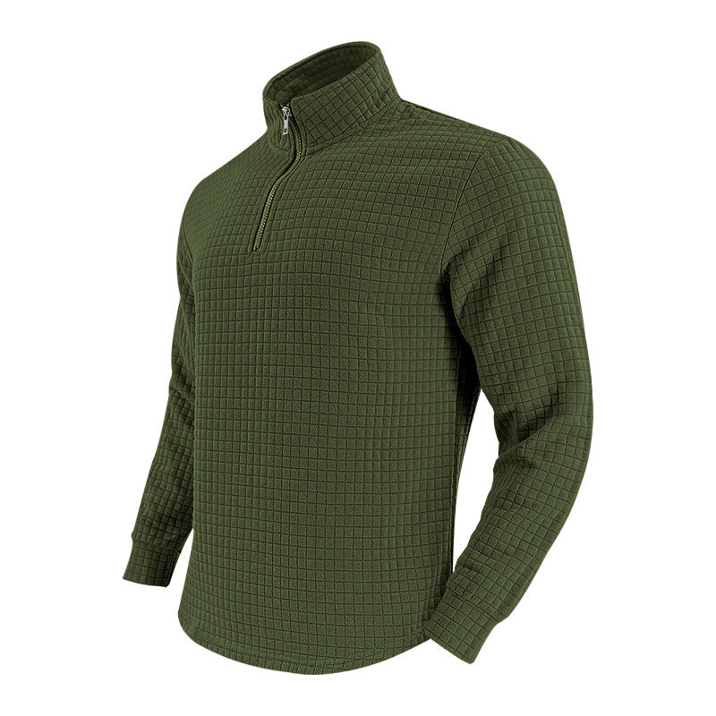 Men's elegant stand-up collar sweater with zipper and textured design Lisslune