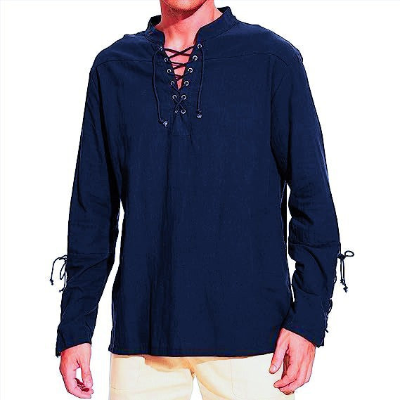 Men's long-sleeve shirt with modern lacing design and casual fit Lisslune