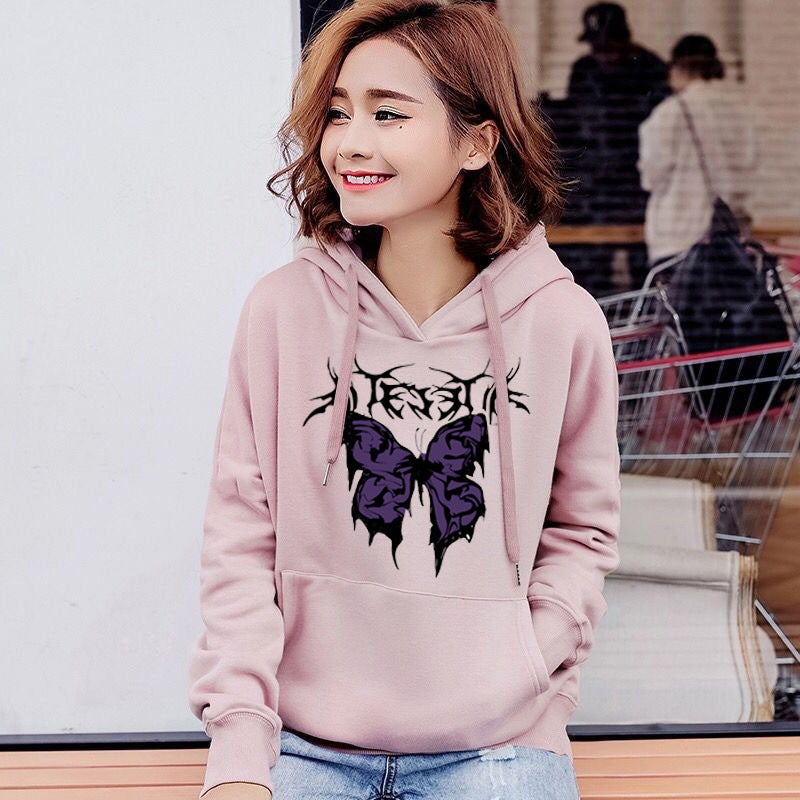 Women’s Hoodie with Artistic Butterfly Design Lisslune