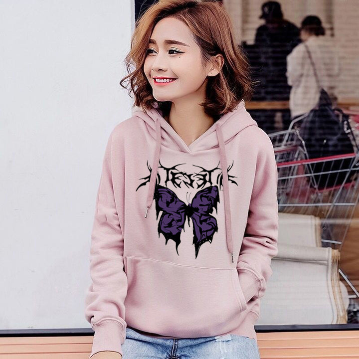 Women’s Hoodie with Artistic Butterfly Design Lisslune