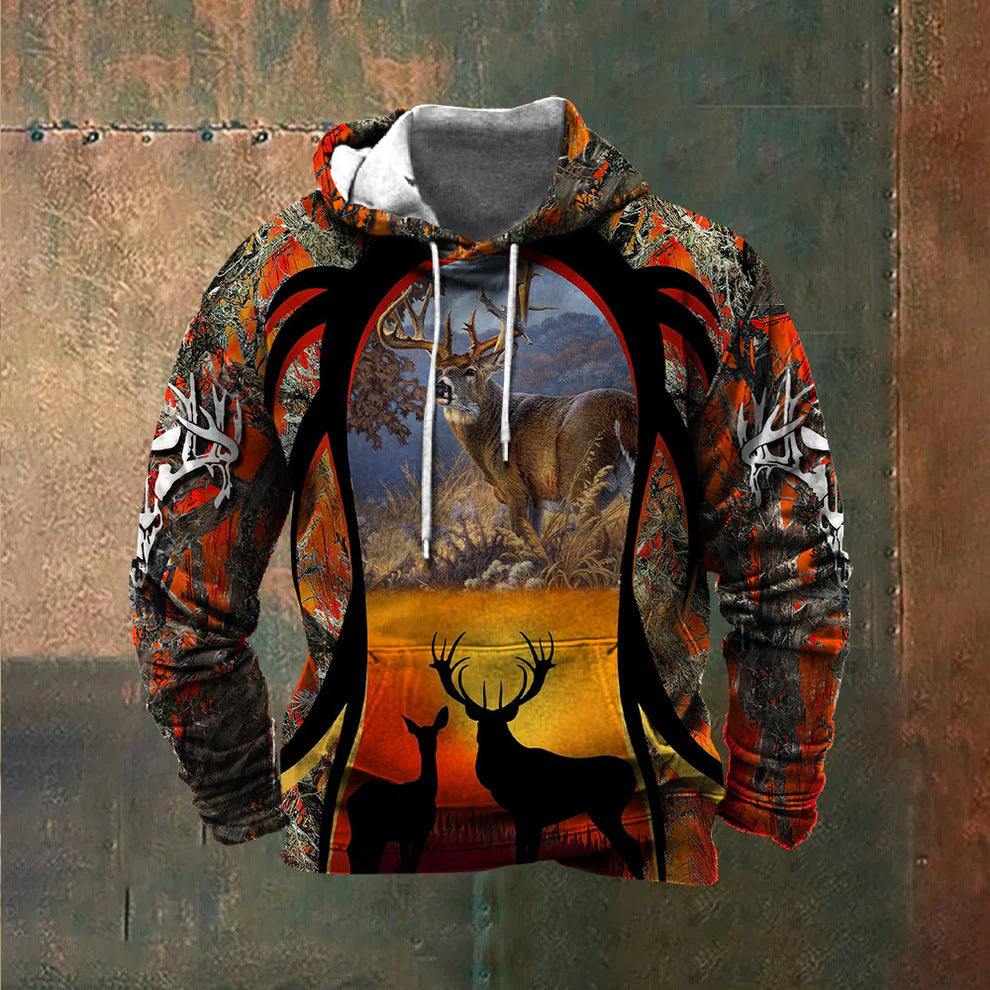Men's hoodie with impressive wildlife print and patriotic accents Lisslune
