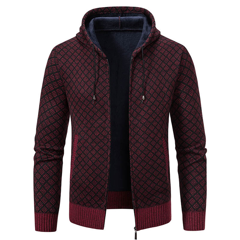 Men's Cozy Cardigan with Hood and Modern Design Lisslune