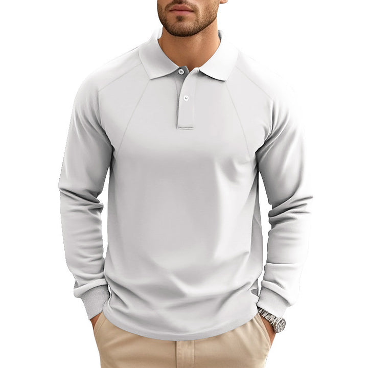 Men's Long Sleeve Polo Shirt with Characteristic Raglan Cut Lisslune