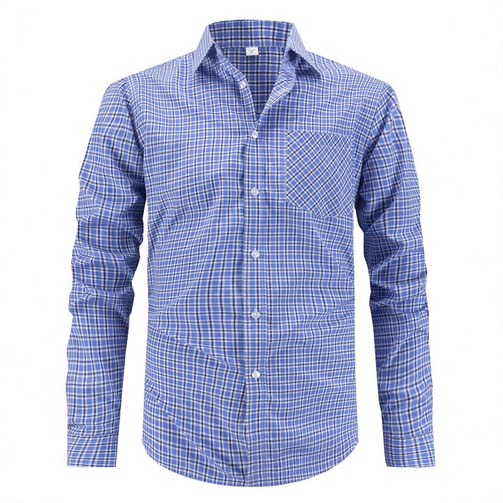 Men's long sleeve shirt with modern check pattern and chest pocket Lisslune