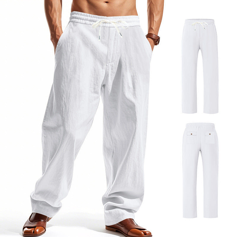 Men's casual summer pants with elastic waistband and practical side pockets Lisslune
