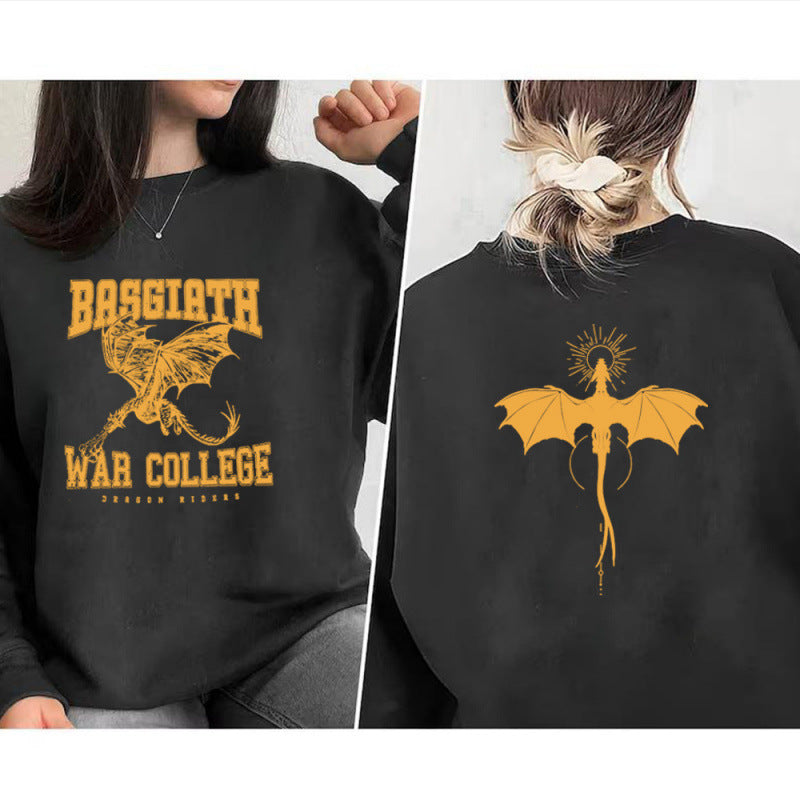 Women's sweatshirt with creative dragon motif and unique college design Lisslune