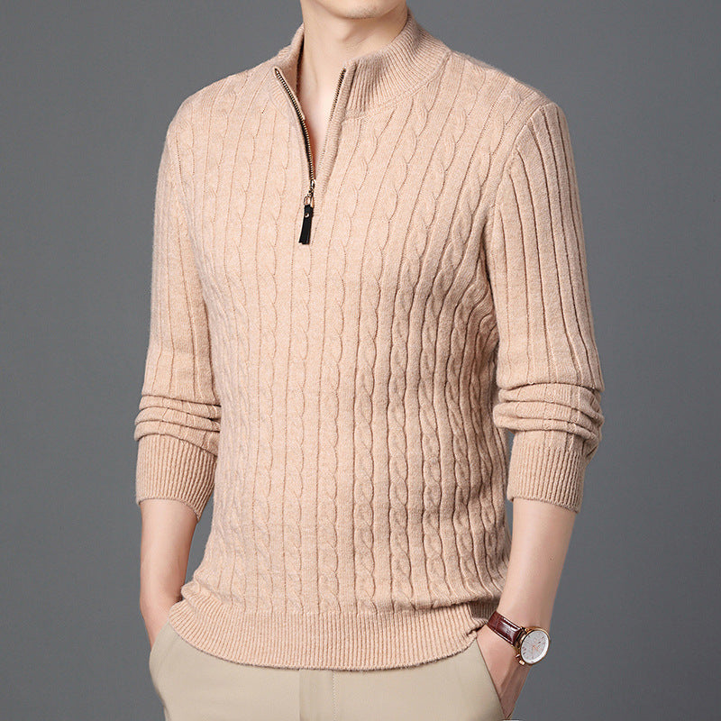 Men's High-Quality Knit Sweater with Modern Zipper and Detailed Texture Lisslune