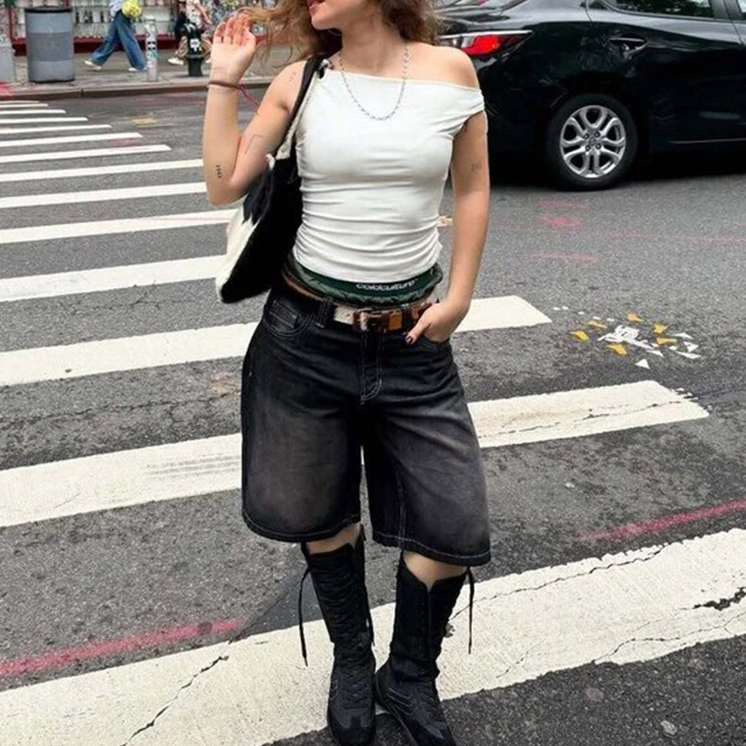 Women High-Cut Denim Shorts in Modern Style Lisslune