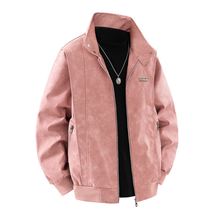 Men's synthetic leather jacket in modern cut with functional zip pockets Lisslune