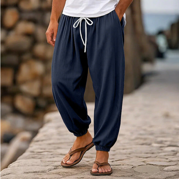Men's airy leisure pants with elastic waistband and side pockets Lisslune