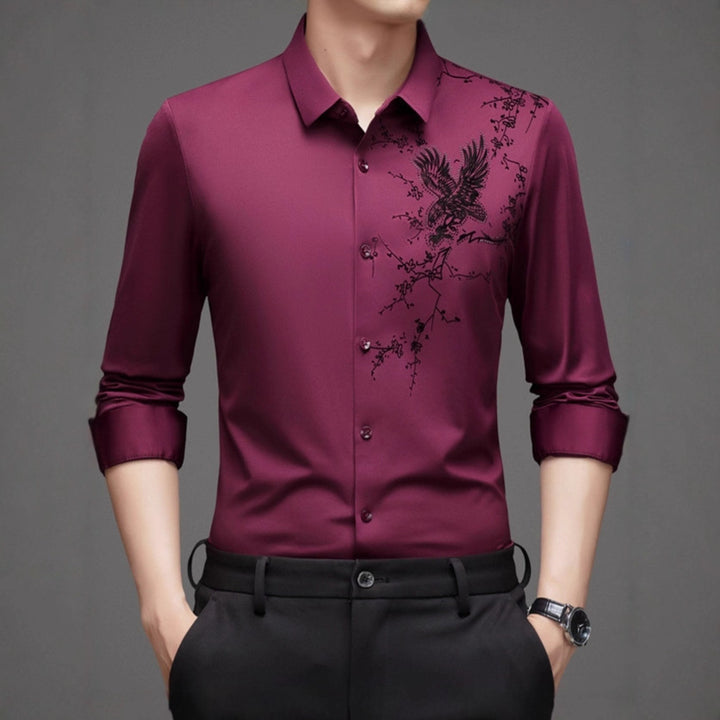 Men's long-sleeve shirt with elaborate embroidery design Lisslune