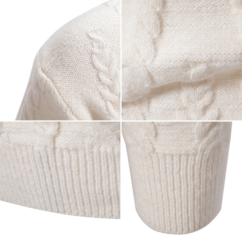 Men's knitted sweater with classic cable design and high collar Lisslune