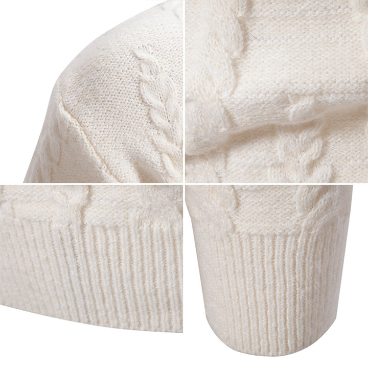 Men's knitted sweater with classic cable design and high collar Lisslune