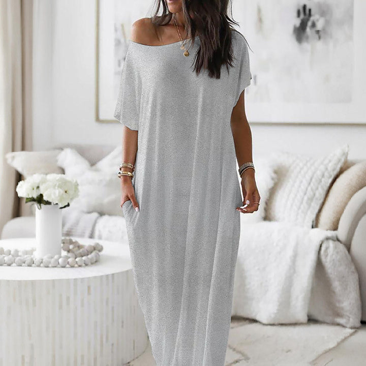 Ladies Loose Maxi Dress with Animal Print and Side Pockets Lisslune