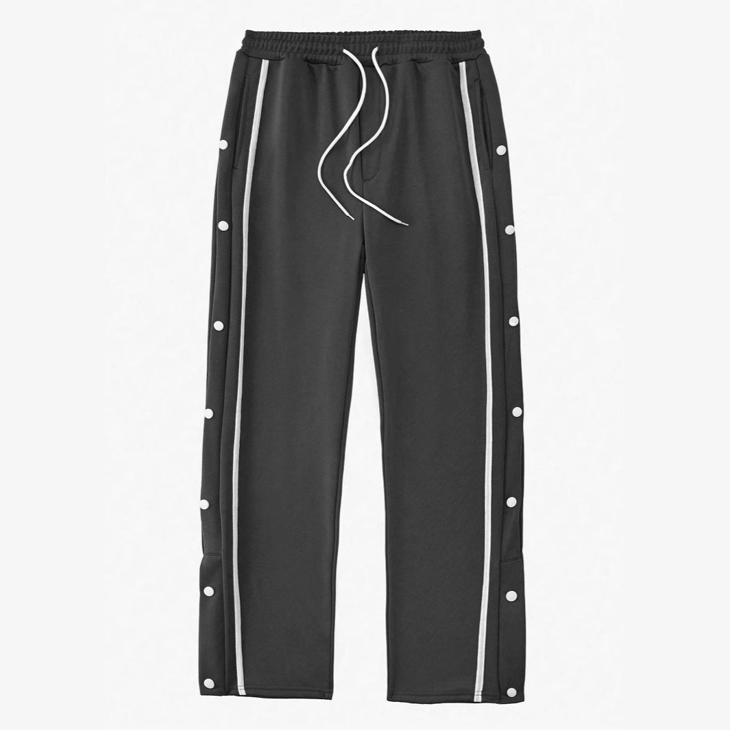 Men's sporty training pants with snap button details and elastic waistband Lisslune