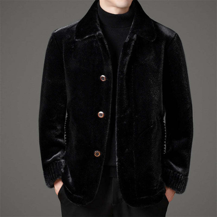 Men's elegant plush jacket with button closure Lisslune
