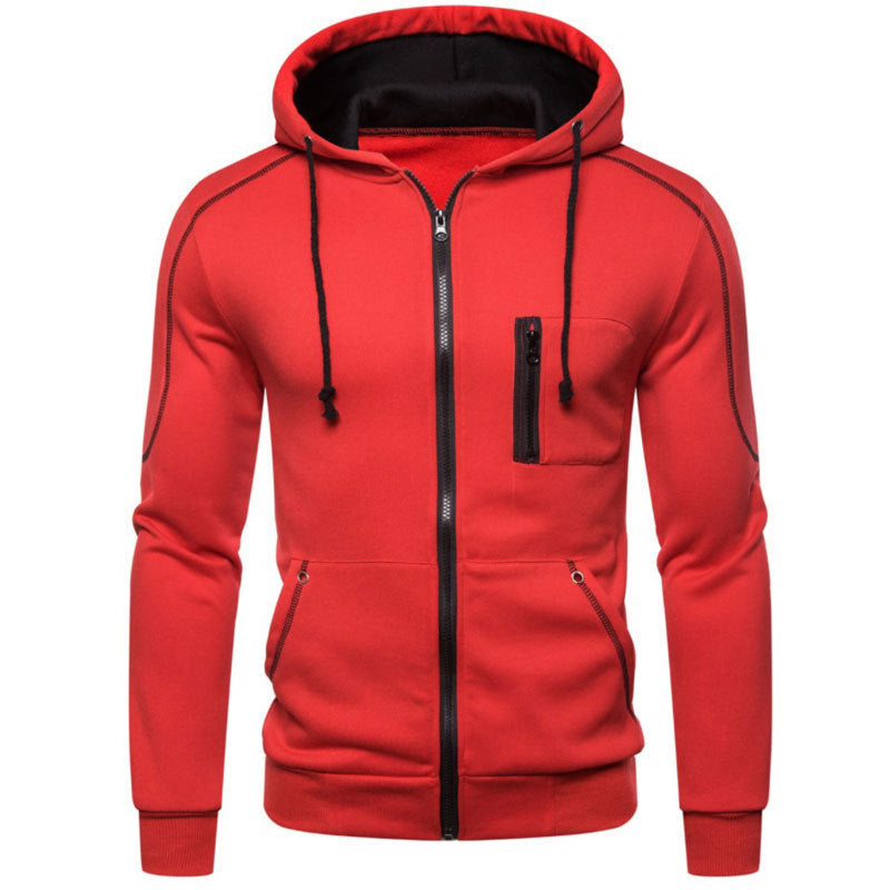 Men's Sporty Hoodie with Innovative Zipper and Practical Pockets Lisslune