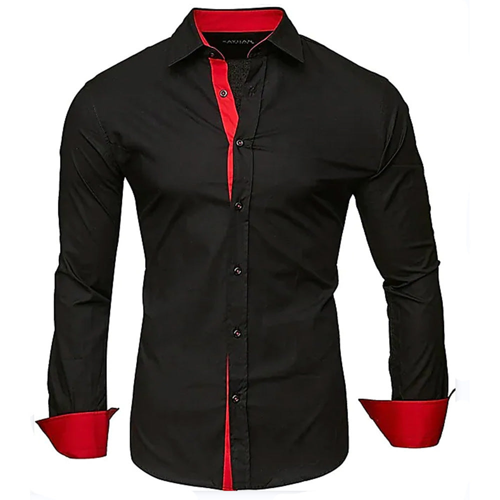 Men's elegant long-sleeve shirt with contrasting cuffs Lisslune