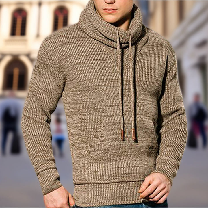 Men's hooded sweatshirt with coarse knit pattern and practical kangaroo pockets Lisslune