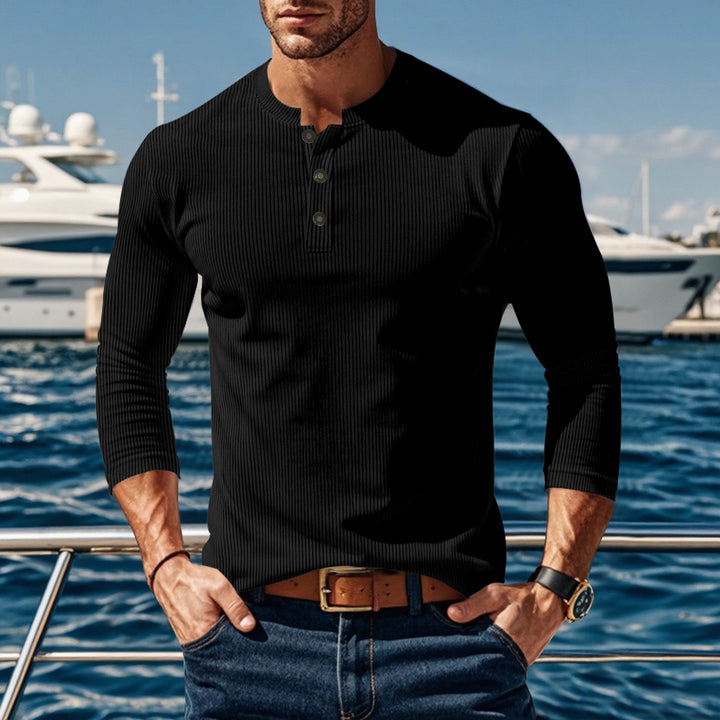 Men's long sleeve shirt with comfortable button placket and textured design Lisslune