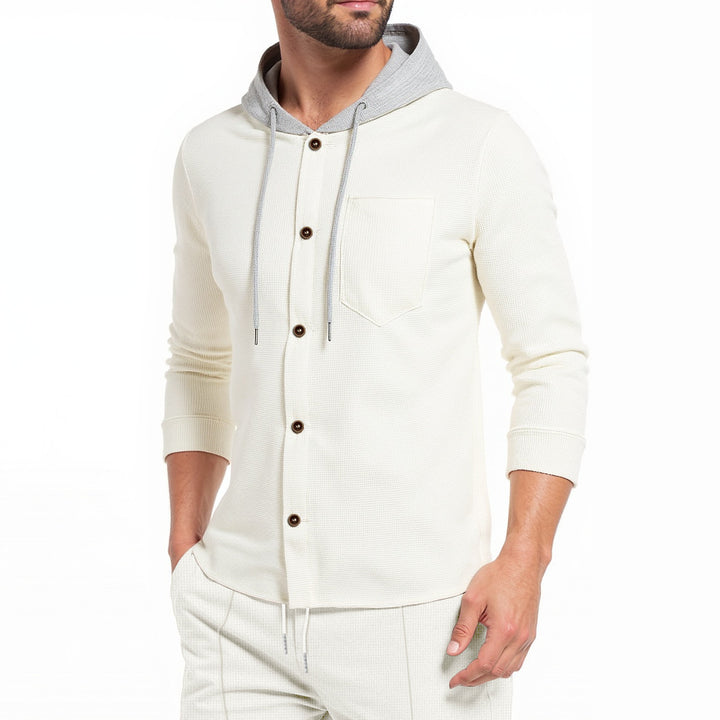 Men's stylish hoodie shirt with button placket and practical chest pocket Lisslune