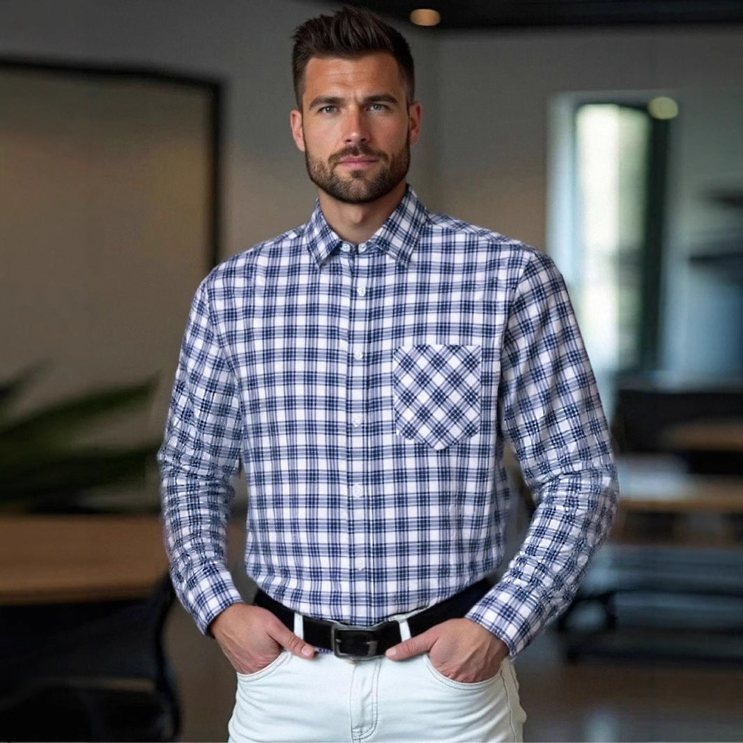 Men's classic checked long sleeve shirt Lisslune