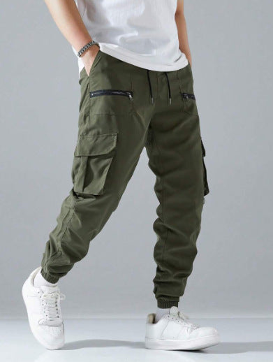 Men's cargo joggers with elastic waistband and practical zip pockets Lisslune