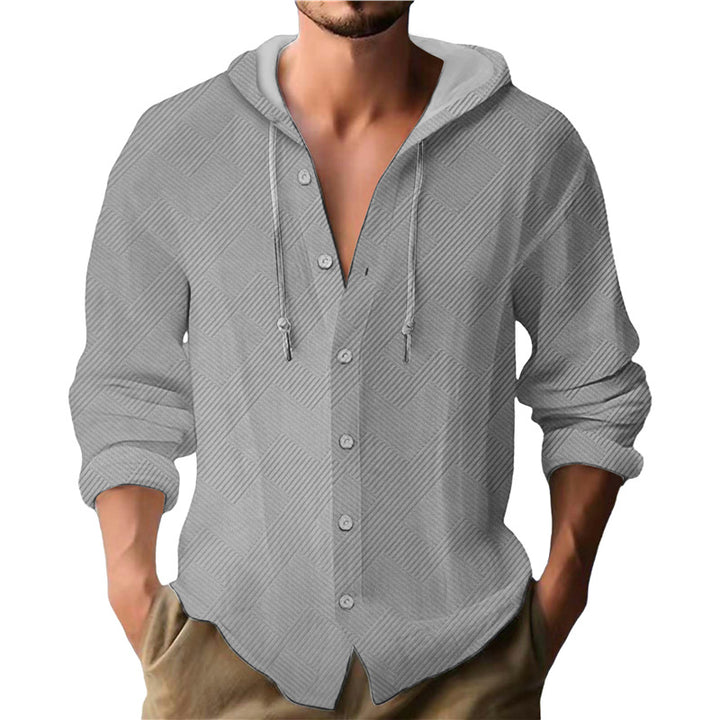 Men's Hooded Blouse with Textured Design Lisslune