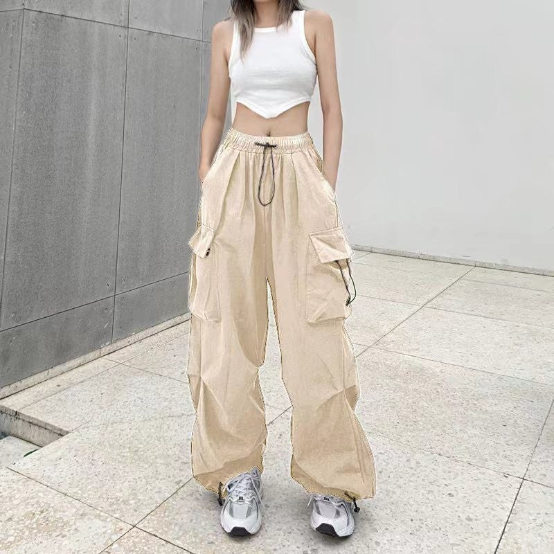 Women's cargo pants with practical side pockets and elastic waistband Lisslune 1775573717