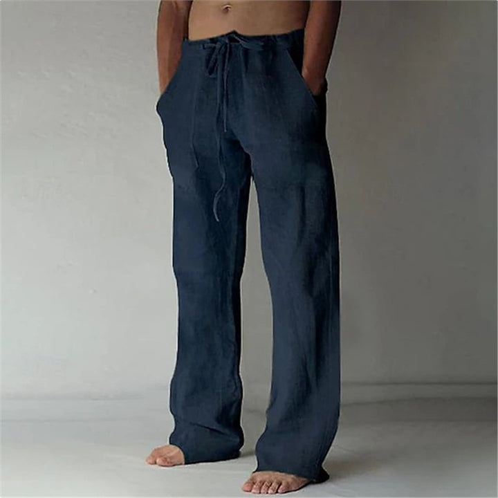 Men's casual linen pants with adjustable waistband and side pockets Lisslune
