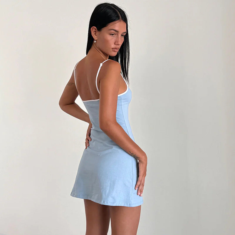 Women's Casual Spaghetti Strap Minidress with Cute Bow Detail Lune London