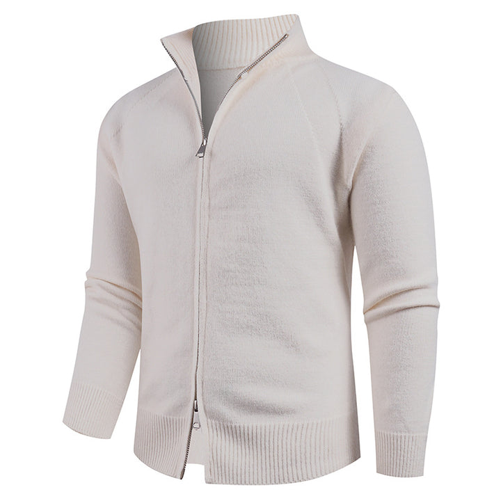Men's high-quality cardigan with modern zipper and raised collar Lisslune