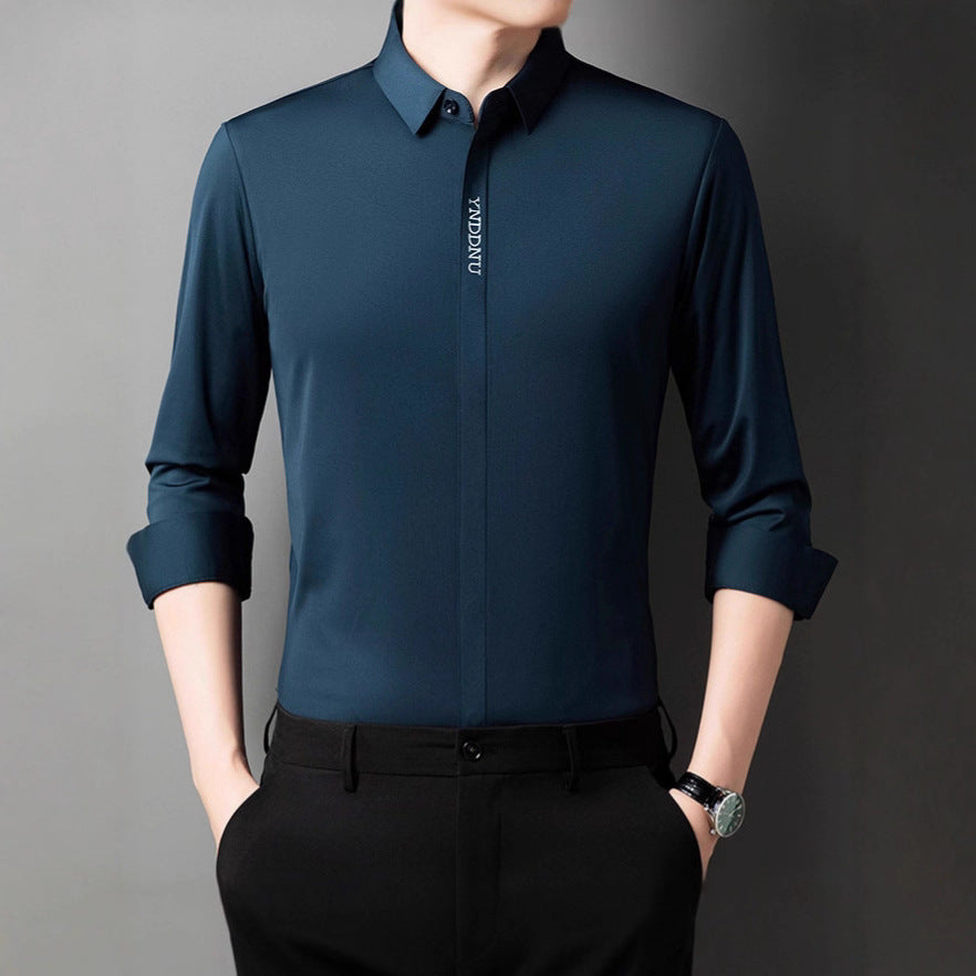 Men's Long Sleeve Shirt with Elegant Satin Finish Lisslune