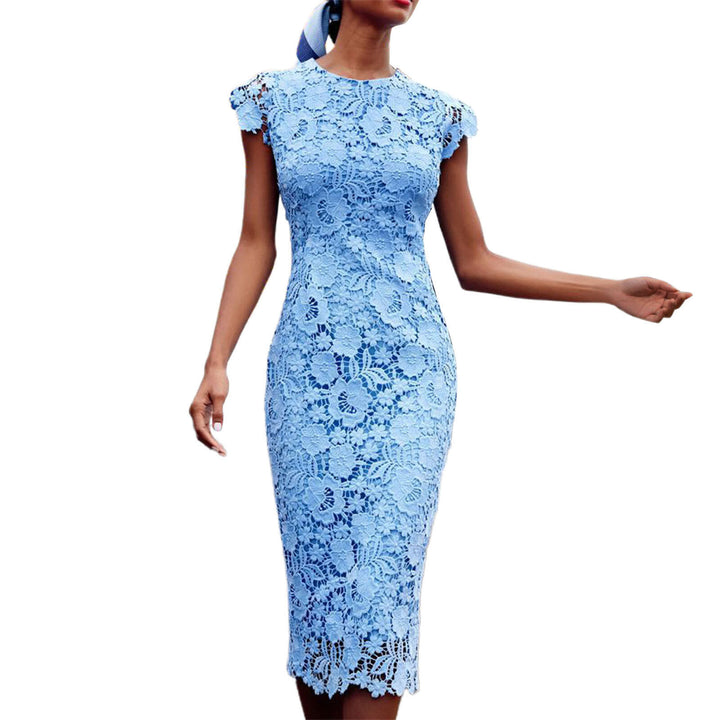 Women's sheath dress with floral lace top and figure-hugging cut Lisslune