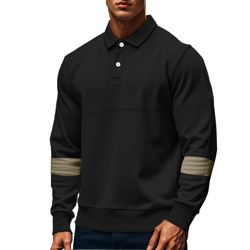 Men's Polo Sweatshirt with modern design and contrasting sleeve accents Lisslune