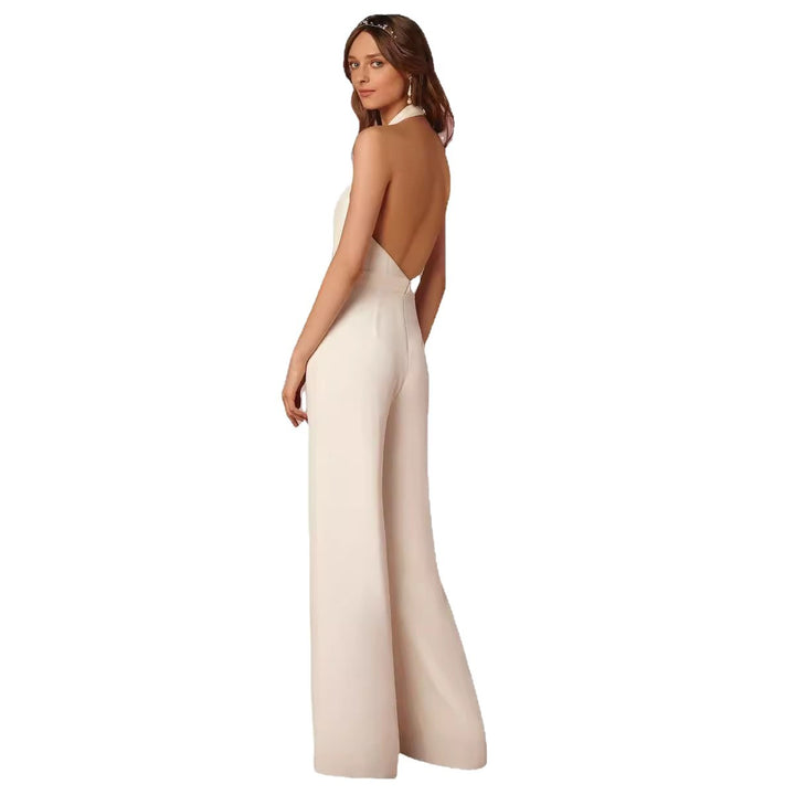 Ladies elegant jumpsuit with deep V-neckline and wide-leg silhouette Lisslune