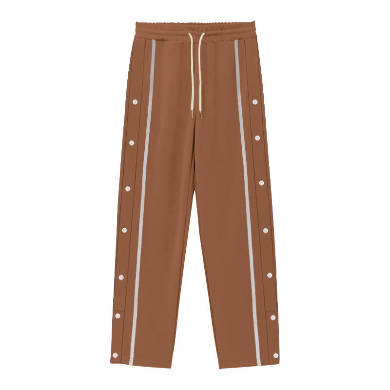Men's Sporty Training Pants with Side Snap Button Details Lisslune