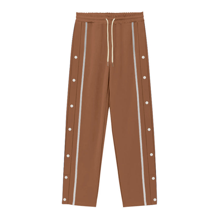 Men's Sporty Training Pants with Side Snap Button Details Lisslune