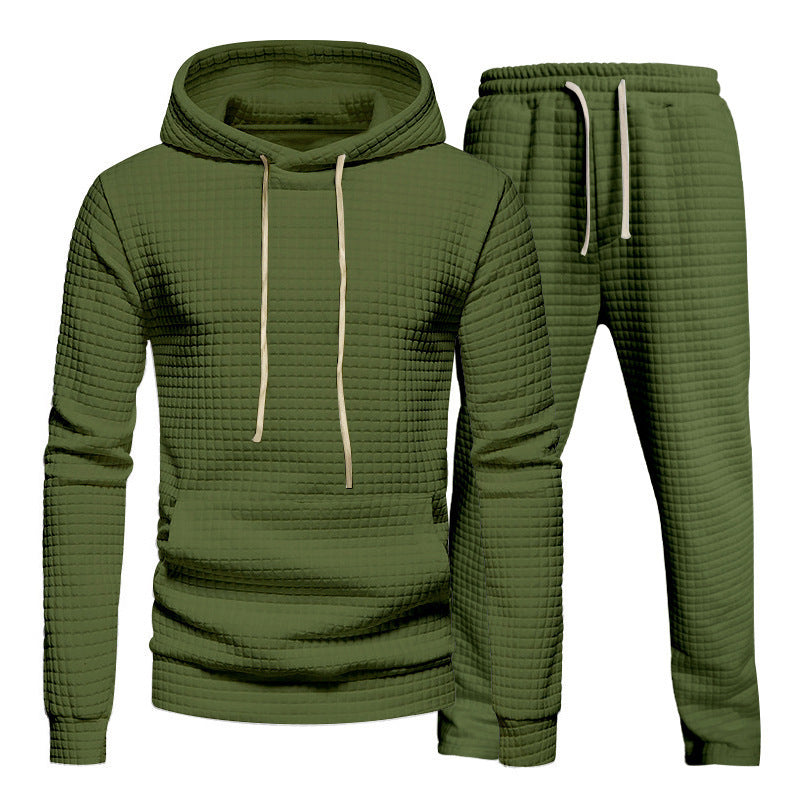 Men's Sporty Hoodie Set with Fashionable Textured Design and Elastic Cuffs Lisslune